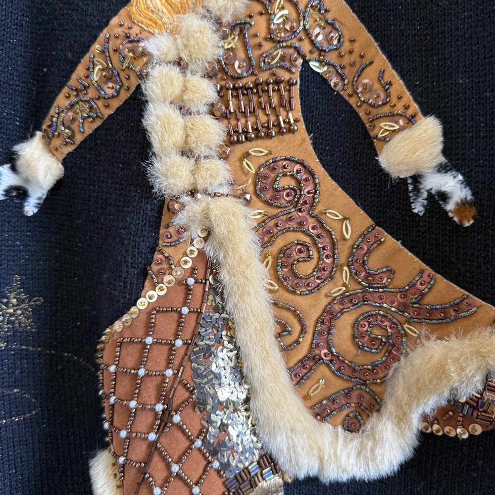 Vintage 90s Susan Bristol Knit Christmas Sweater Beaded Santa - Picture 5 of 15